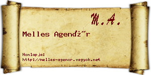 Melles Agenór névjegykártya
